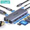 QGeeM USB C Hub para Macbook Pro Air Xiaomi HDMI VGA SD Lectores de tarjetas Micro SD RJ45 Aux PD Multi USB Hub Type C Dock 3.0 con adaptador de corriente Divisor para computadoras portátiles Tablets Accesorios para PC ► Foto 1/6