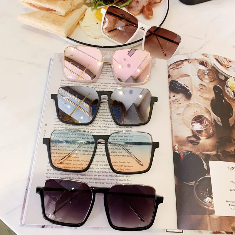 Ретро Квадратные Солнцезащитные очки для женщин, фирменный дизайн, металлическая оправа, негабаритные солнцезащитные очки, модные мужские градиентные солнцезащитные очки UV400