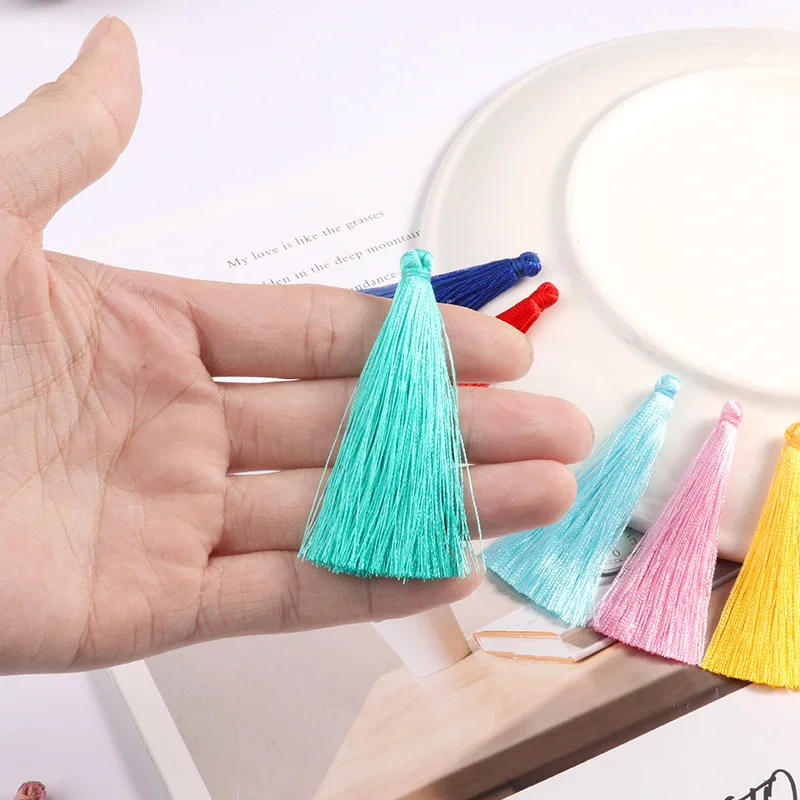 10 шт. 6,5 см корпус ПВХ упаковка искусственный шелк кисточка DIY свадебное платье серьги кисточки кулон аксессуары ручной работы