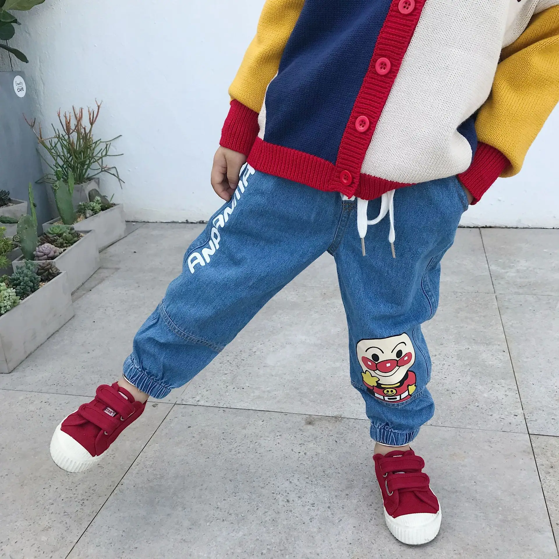 Tonytaobaby/осенне-зимняя одежда новая детская одежда мягкие джинсы с рисунком повседневные штаны детские штаны