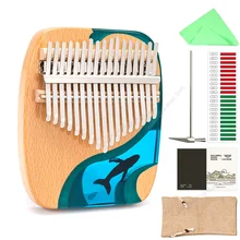 Piano de pulgar Calimba de 17 teclas, resina epoxi con funda de martillo de afinación, teclado, instrumento Musical de madera maciza, regalo de Navidad