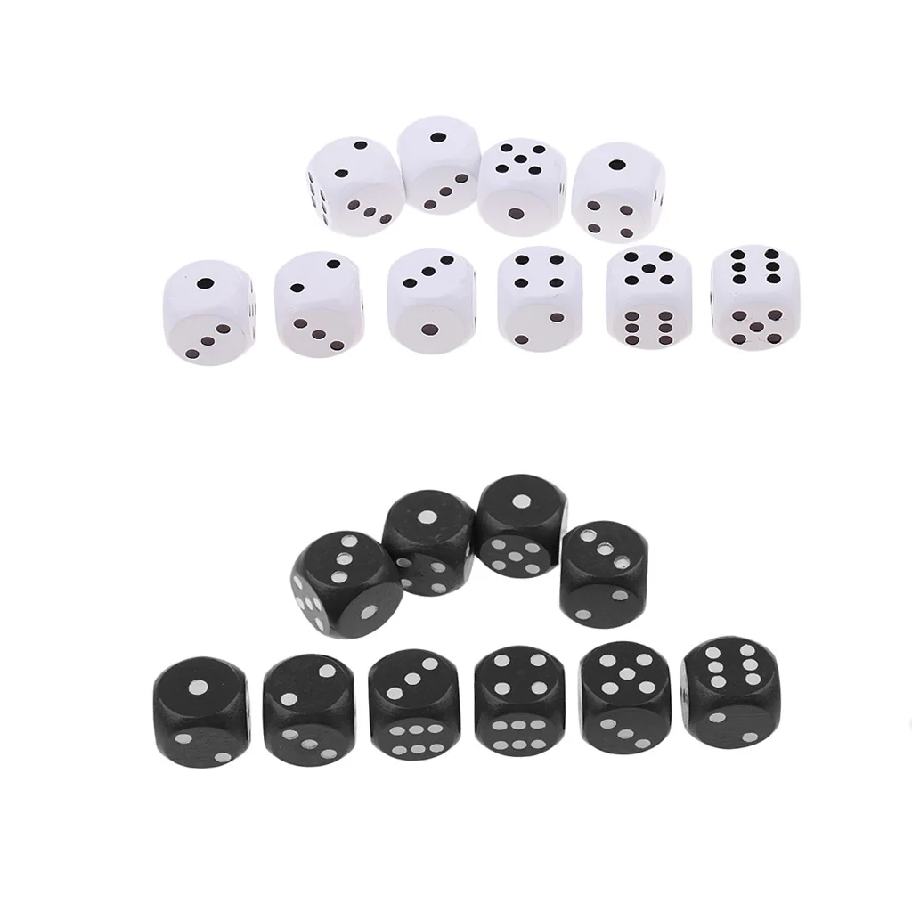 Set/20Pcs Wood Dices D6 Six Sided Dotted Dice for DND RPG MTG Board Games Toys Casino Game Supply DIY