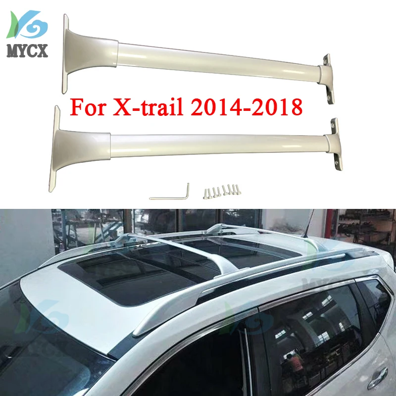 

Fit for Nissan- X-Trail Rogue 2014-2020 Crossbars Cross Bars Lockable Roof Top Rail Luggage Cargo Carrier Kits Silver