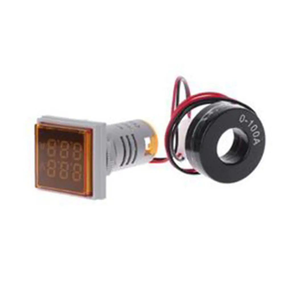 Yellow Light Квадратный светодиодный цифровой амперметр вольтметр Амперметр AC60-500V переменного тока 0-100A AD16-22FVA мощный Настольный измеритель напряжения тока - Цвет: Yellow Light