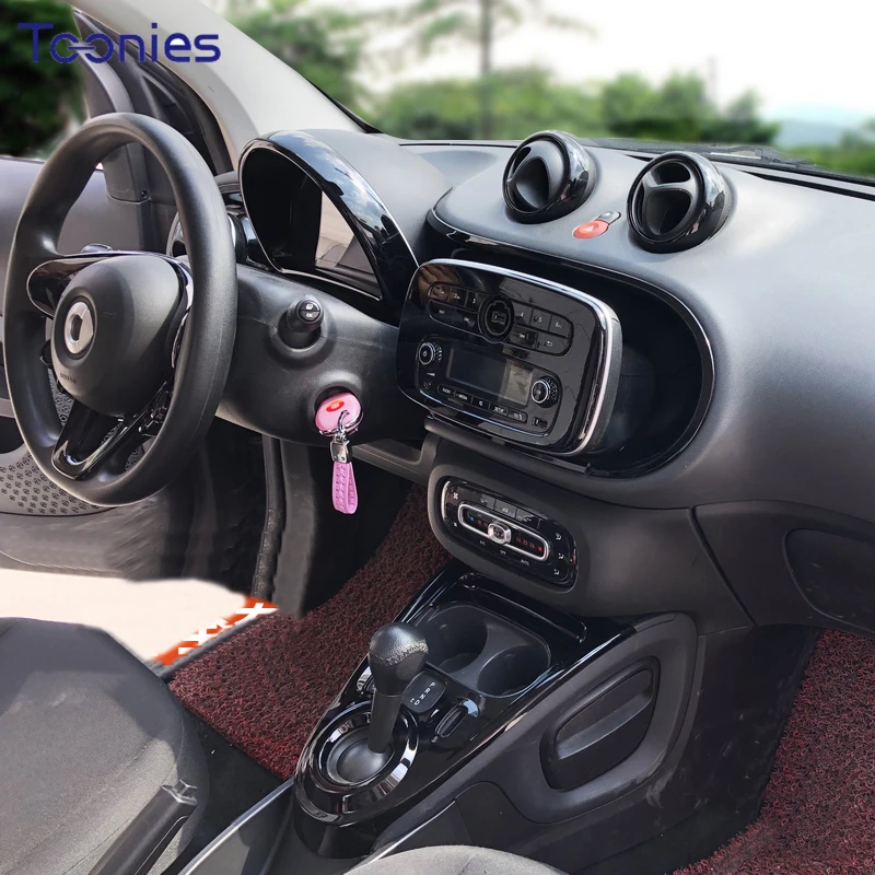 Autocollant décoratif pour volant de voiture, couvercle de bouton  multimédia, anneau décoratif pour panneau de volant de voiture, accessoires  pour Smart Fortwo Forfour 453 - AliExpress