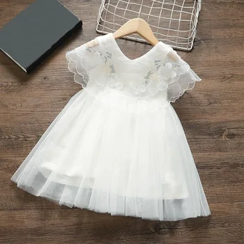 

Children White Vestidos Baby Toddler Clothes Flower Dress Girl Summer Princess Birthday Kids Party Wedding Dresses For Girls