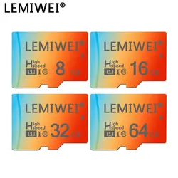 Lemiwei градиентная Трехцветная Высококачественная TF карта 8 Гб 16 Гб 64 Гб класс 10 водонепроницаемая карта памяти 32 Гб для телефона планшета