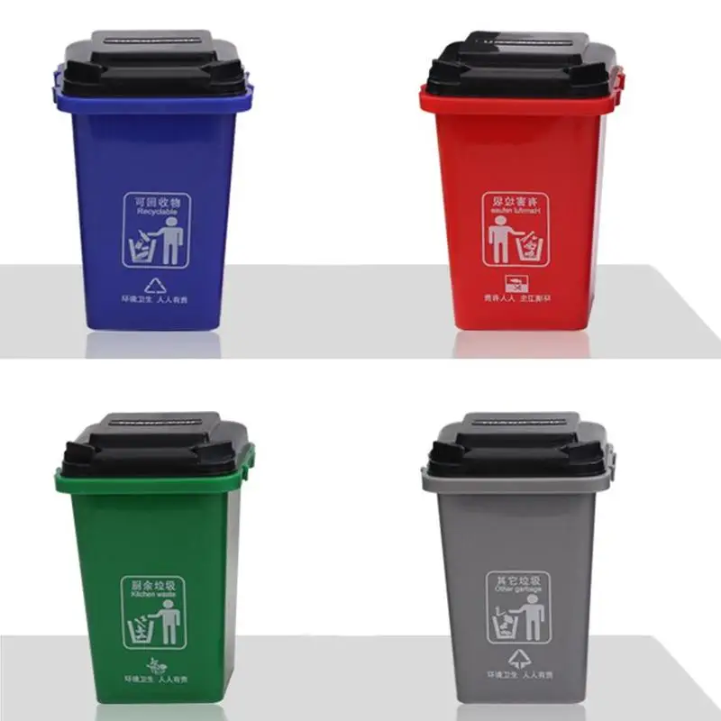 

Mini Desktop Tidy Pen Bin Trash Can With Lid Stationery Holder Rubbish Garbage