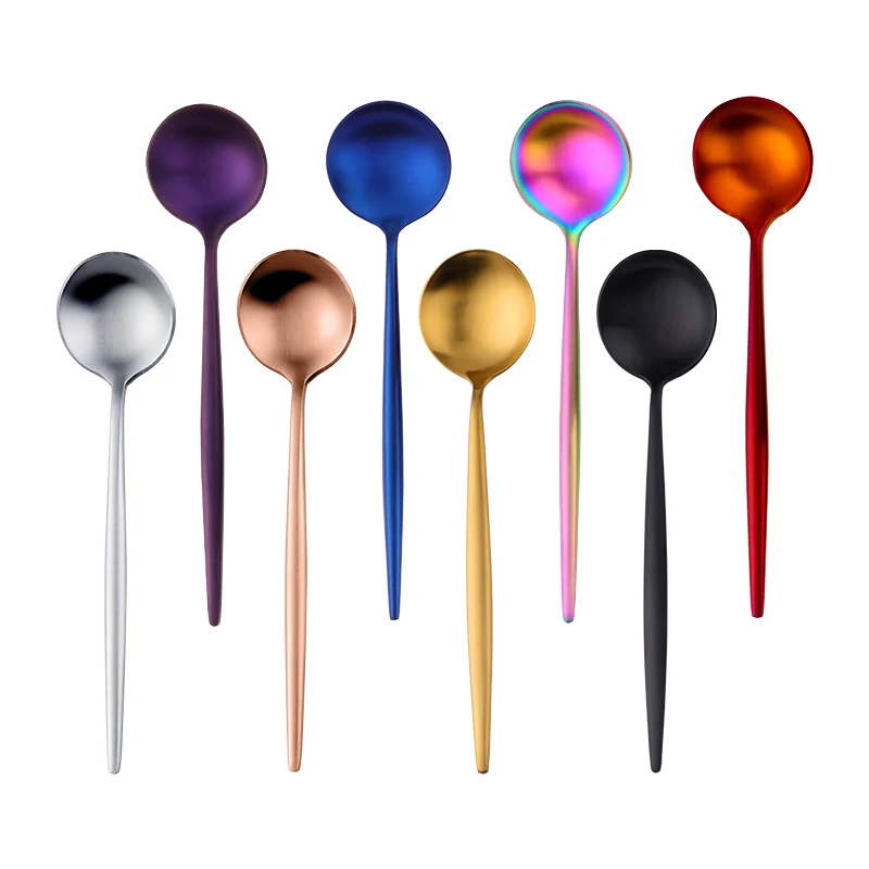 Mix Color 8PCS 8 шт Разноцветные кофейные ложки роскошный 18/0 нержавеющая сталь черный набор чайных ложек маленькая серебряная ложка для чая вечерние мини-ложка - Цвет: Mix Color 8PCS