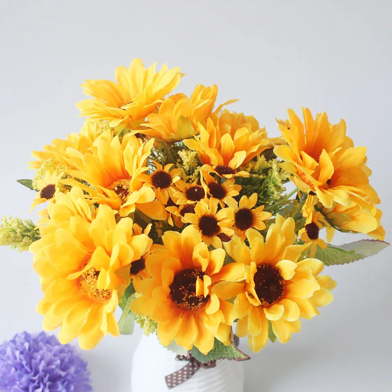 Yellow sunflower simulation flower home decoration party decoration artificial flowers silk flowers