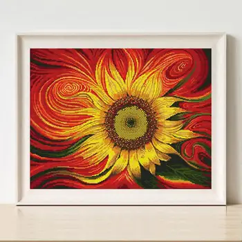 

Joy Sunday sunflower cross stitch set abstract art oil painting flower DIY embroidery needlework set home decoration painting