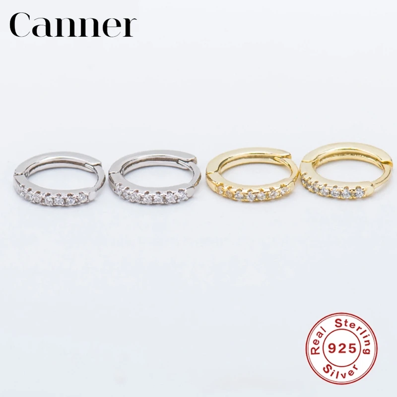 Canner 925 пробы серебряные круглые циркониевые золотые серебряные маленькие серьги-кольца для женщин корейские модные серьги ювелирные изделия Прямая поставка