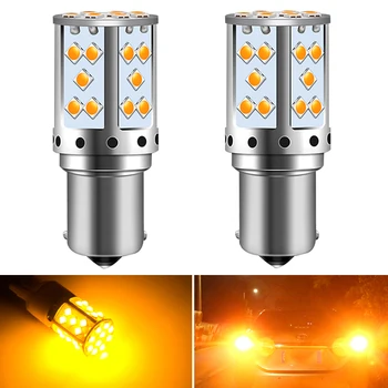 

2pcs LED Lamp Car Turn Signal Light 6000k White Amber P21W 1156 BA15S PY21W BAU15S T20 7440 W21W 3030 35SMD Bulb Headlight Auto