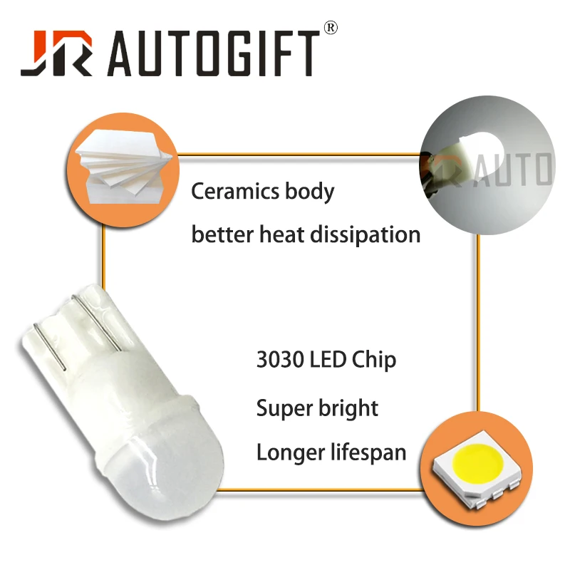 100 шт. высокого качества T10 W5W 1SMD 3030 12V автомобильные клиновидные огни 192 501 5SMD 1 светодиодный лампочка Авто белый Автомобильный светодиодный фонарь