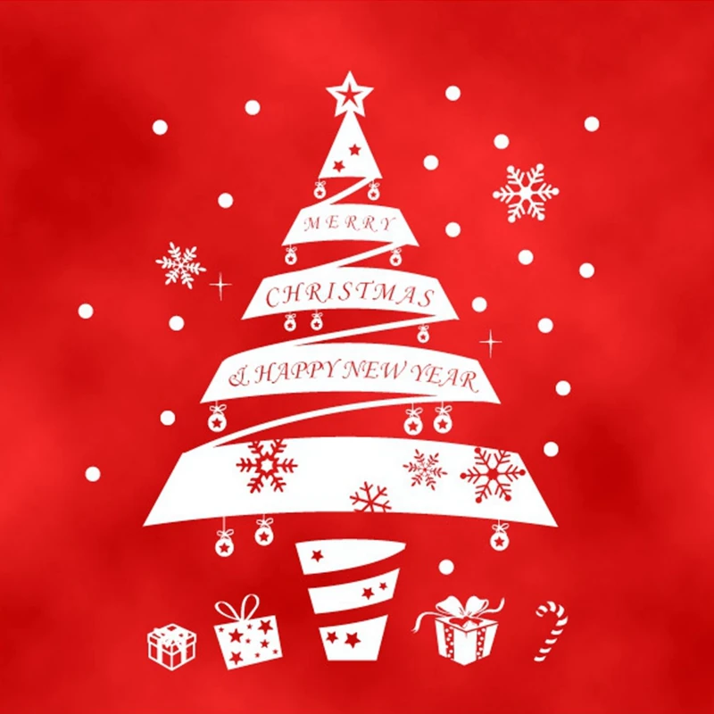 Наклейка с новогодней елкой X mas наклейка плакаты виниловые наклейки на стены Декор Фреска стекло магазин украшения на окна для дома