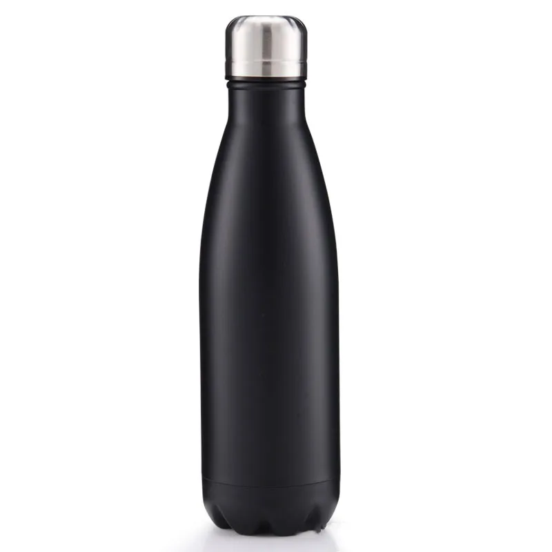 500 мл Термос с двойными стенками из нержавеющей стали, Изолированная бутылка для пива, молока, чая, портативная вакуумная термофляга, бутылка для воды - Цвет: Черный
