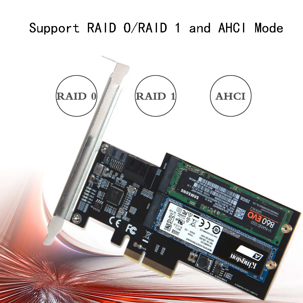 SATA Raid контроллер SATA Raid M.2 PCI Express Raid карта 2 порта SATA3.0 6 Гбит/с+ 2 порта M.2 NGFF SSD B Ключ Поддержка RAID0 RAID1 AHCI