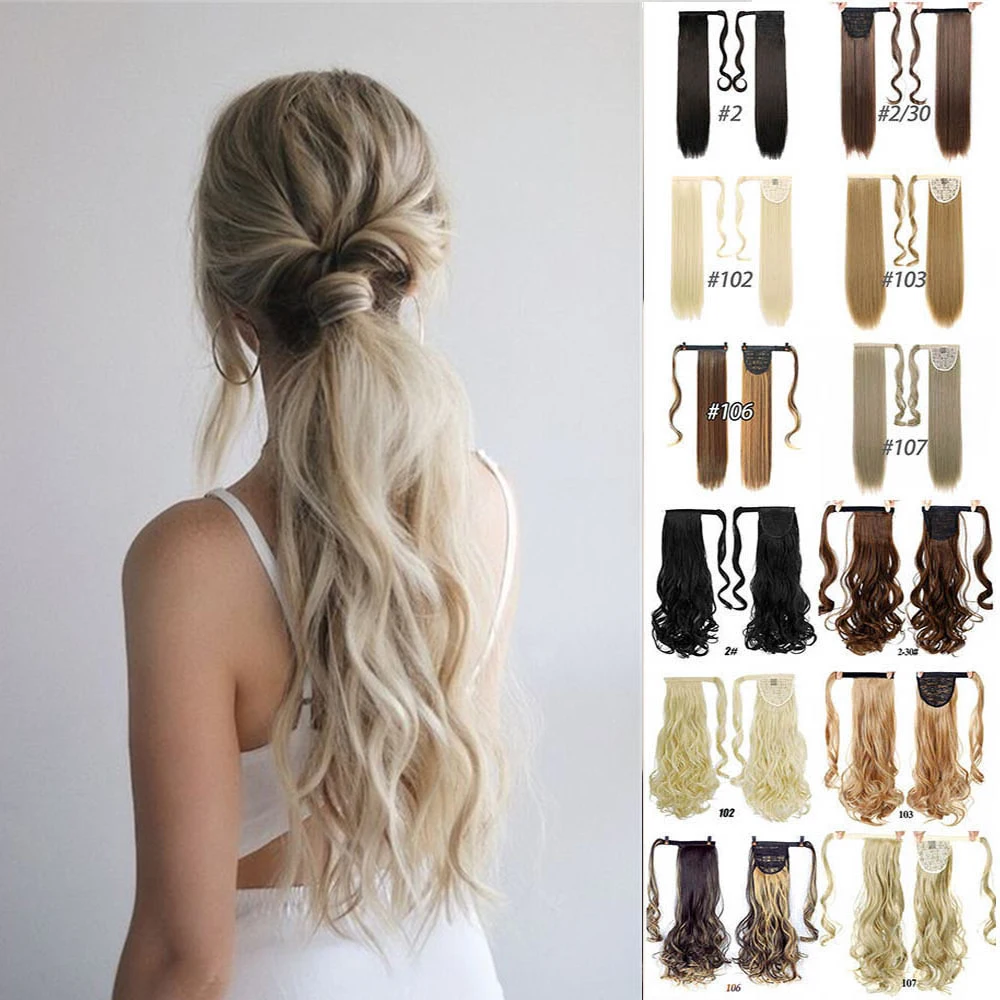 

MANWEI Long Natural Wavy Ponytail Hair Extension For Women Heat Resistant Wrap Around Clip-in Ponytails Clip Hair Extensions