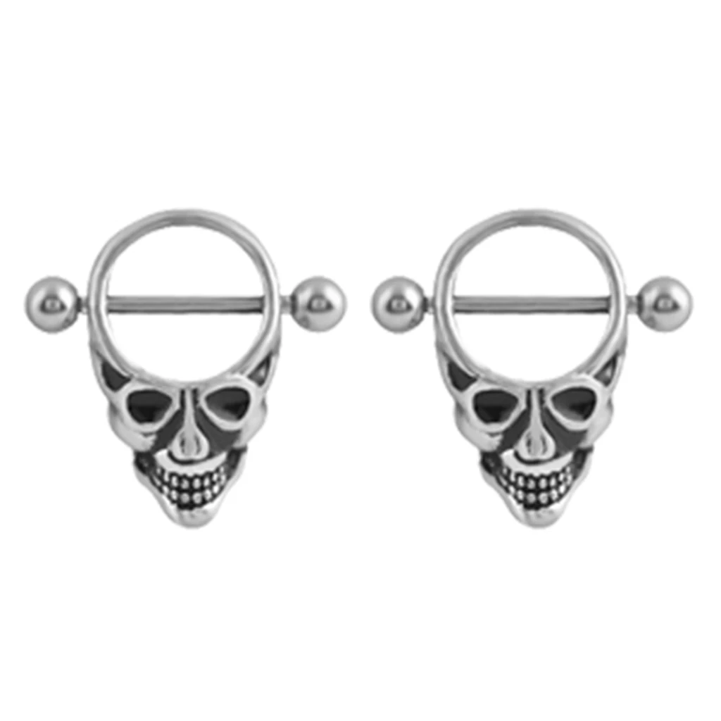 2pcs Nipple Shield Rings Barbell Ball 14 Gauge Punk Stainless Steel