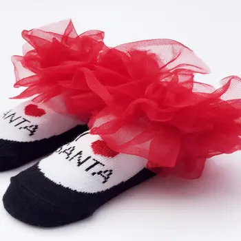 

Comfortable Baby Socks New Born Christmas Style Full Cotton Lace Socks Best Birthday Gift for Infant Girls