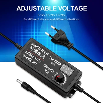 

Universal Powet Adapter AC110V-240V To DC 3-12V 5A/ 9-24V 3A/ 3-24V 2A Voltage Adjustable/Changeable with Display Screen