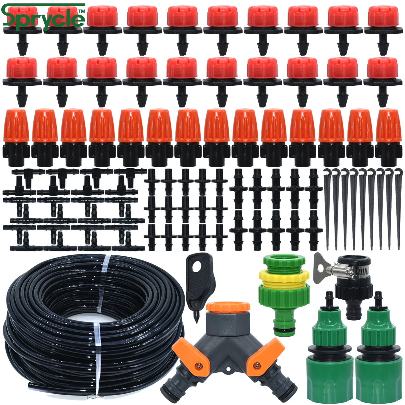 SPRYCLE 25M Garten-Mikro-Tropfbewässerungssets, Nebelbewässerungssystem, automatisch verstellbarer Tropferzerstäuber für 4/7 mm 1/4 Zoll Schlauch – Detail 1