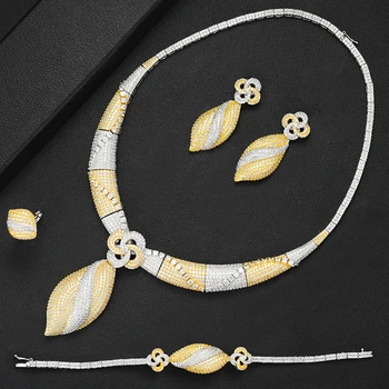 

GODKI 4PCS Luxury Noble Jewelry Set Bangle Ring Necklace Dangle Earrings for Women Bridal Wedding Engagement Jewelry Sets 2020