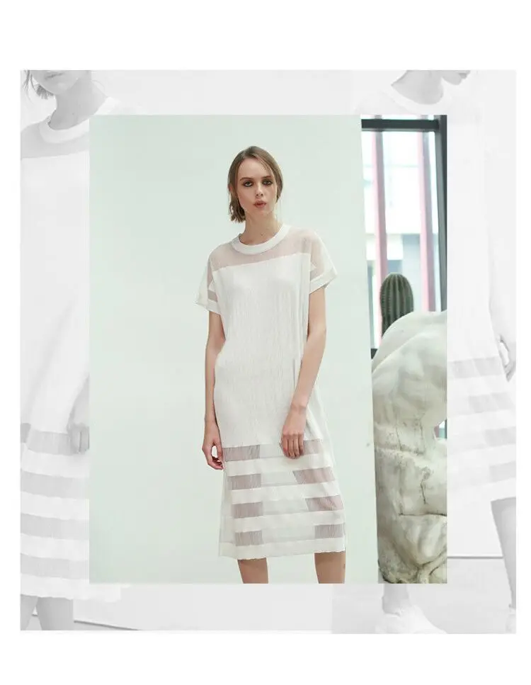 Donoratico women's dress elegant translucent dress noble elegant comfortable striped