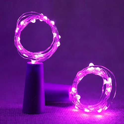 Purple 1 м 2 м светильники в форме винных бутылок с пробкой светодиодный свет шнура медная проволока сказочная гирлянда огни Рождество Праздник Вечеринка свадебные украшения - Испускаемый цвет: Purple