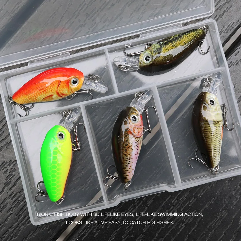 VTAVTA 5pcs 4g Mini Crankbaits Fishing Wobblers Sets of Lures for Fishing 3.5cm Swimbiat Floating Shad Trout Fishing Tackle Lure 7-2