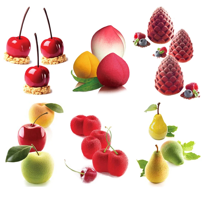 

Fruit Shape Mousse Mold Silicone Cake Mold Apple Pear Peach Cherry Form Baking Pan DIY Dessert Moulds Cake Decorating Tools