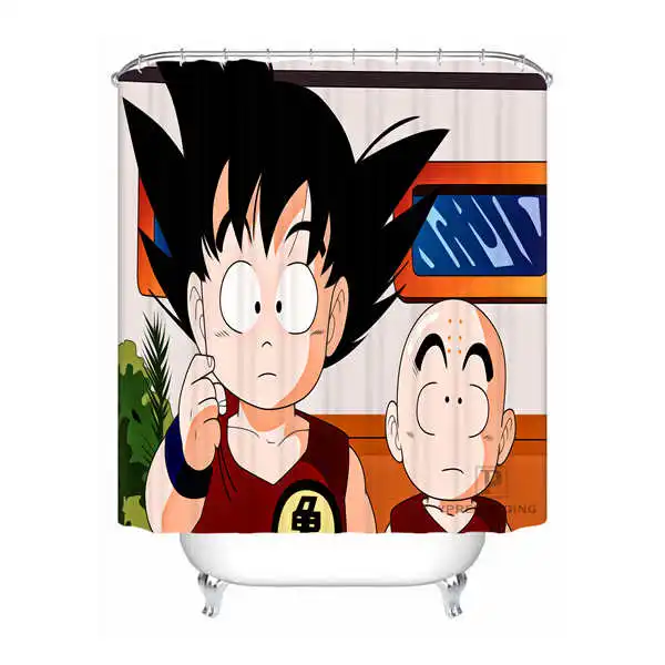 Shower Curtain Пользовательские водонепроницаемые занавески для душа Dragon Ball Z Goku и Gohan аниме@ 01 с принтом декора ванной комнаты различных размеров#180324-01-05 - Цвет: Shower Curtain