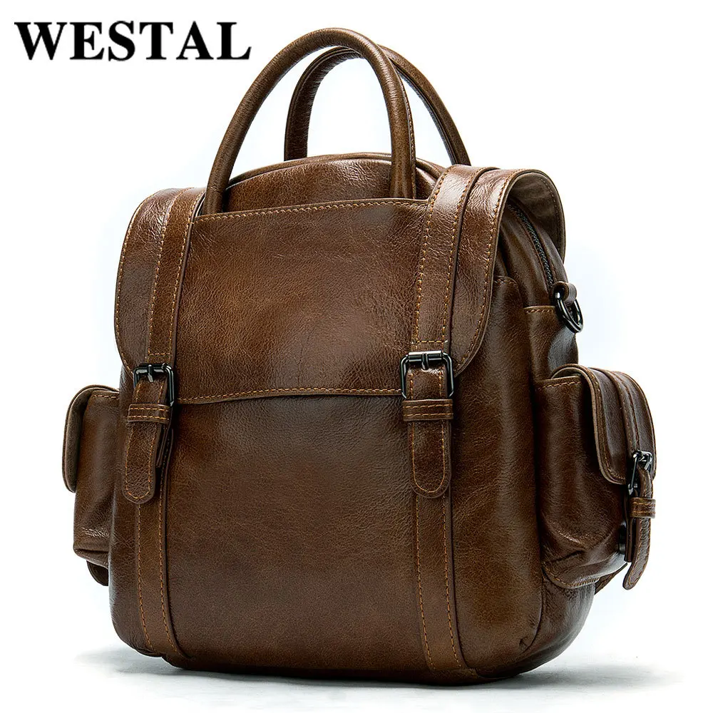 

Leisure multi-functional women's backpack retro first layer leather backpack hand bags