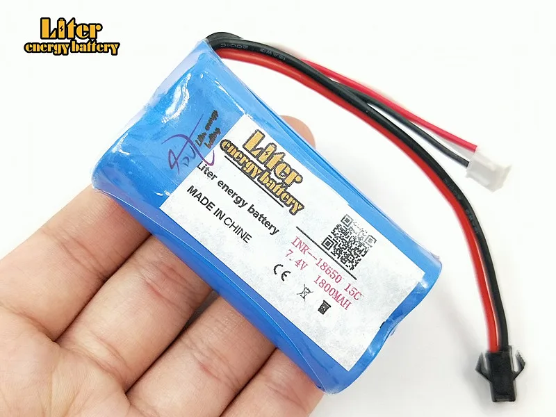 5pcs 7,4 V 1800mAh литий-полимерный Батарея для Udi U12A Syma S033g Q1 Tianke H100 7,4 Lipo Батарея 18650 7,4 V 1800 мА/ч, 15C штекер SM