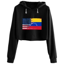 Wenezuelskie amerykańskie pół wenezueli pół ameryki bluzy typu Crop z kapturem kobiety koreański Y2k Kawaii Goth sweter dla dziewczynek tanie i dobre opinie POLIESTER REGULAR CN (pochodzenie) Na wiosnę jesień Drukowanie STREETWEAR Bluzy z kapturem Pełne Jesień 2021 Cienkie