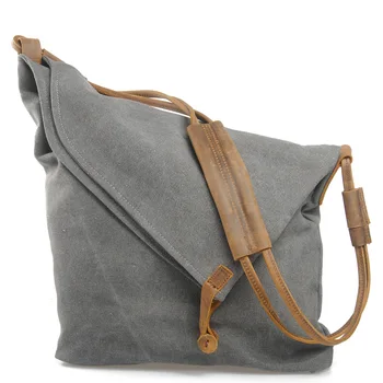 

Canvas women's bag Single Shoulder Bag Messenger Bag retro cow leather bag trend men's and women's canvas bag
