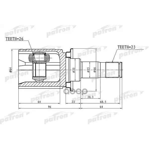 Шрус Внутренний Задний 23x35x26 Mitsubishi Outlander Cw 06-12 PATRON арт. PCV1397