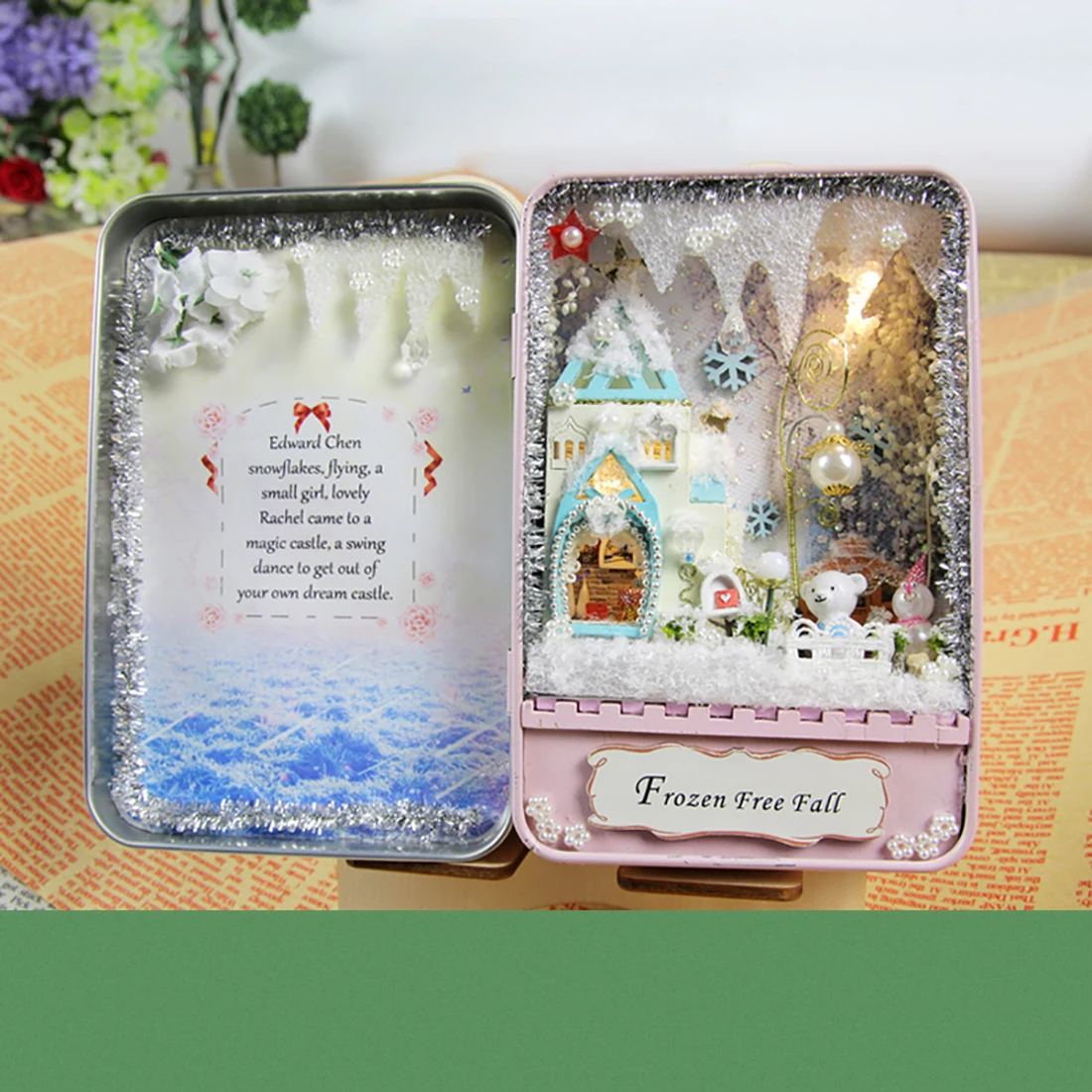 Surwish для творчества DIY ручной сборки игрушки для детей коробка олова 3D Театр Кукольный дом Миниатюрные модели кабин, пазлы с светильник-замок