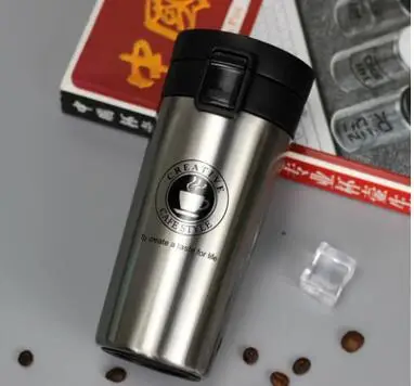 silver Дорожная кофейная кружка из нержавеющей стали Термос стакан чашки Термос термобутылка для воды чайная кружка Термочашка - Цвет: silver