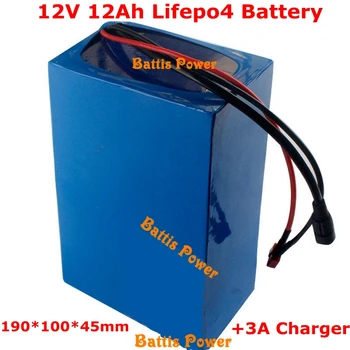 

lifepo4 12v battery 12v 12ah battery 12v lifepo4 battery pack for solar street lights LED strip audio equipment + Charger