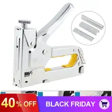 Silver Manual Nail Gun Three-purpose Nail Staple Gun with 600pcs Nails for Furniture Stapler Upholstery Wood Working Tools