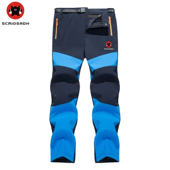 

SCRIOSADH Men Women Outdoor Soft Shell Pants Brand Outdoor Waterproof Windproof Fleece Warm Pants Hunting Hiking Skiing Pants
