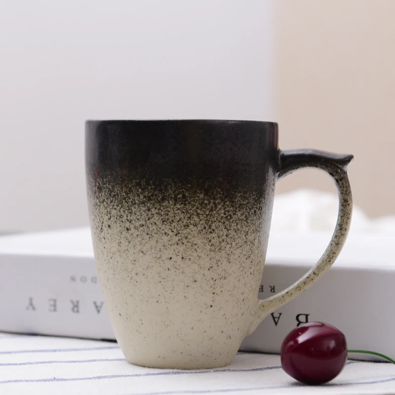 1 Piece Coffee Mug 320ml Ceramic Tea Coffee Cup Hand-made Gradient Porcelain Cups & Mugs 2 Colors Creative Couple Cups Drinkware (1)