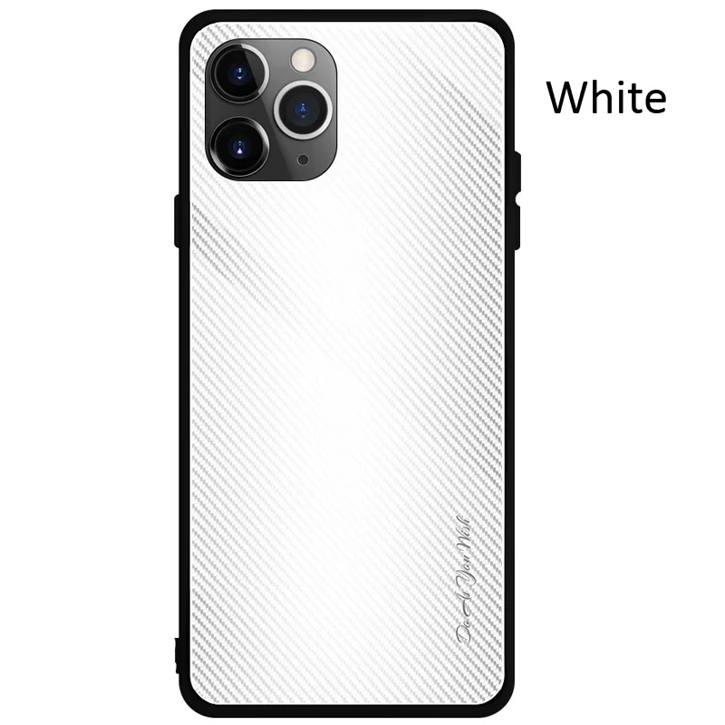 White Чехол из углеродного волокна с градиентом из закаленного стекла для iPhone 11 Pro Max - Цвет: White