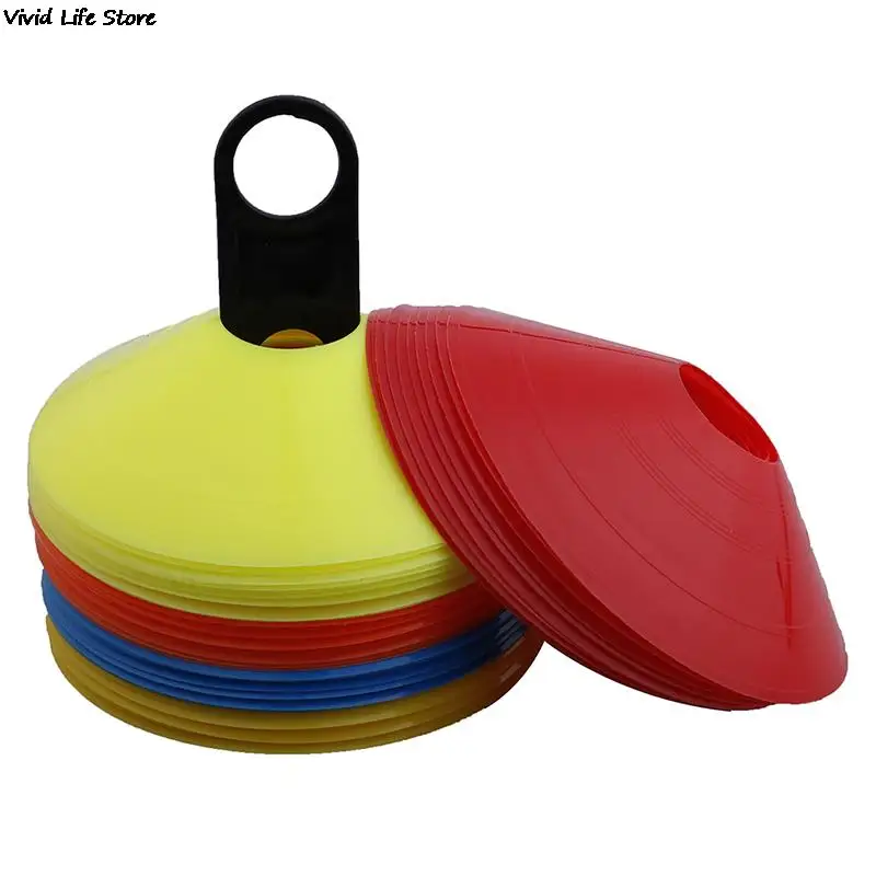 10pcs/set Soccer Training Sign Dish Pressure Resistant Cones Marker Discs Marker Bucket PVC Sports Accessories