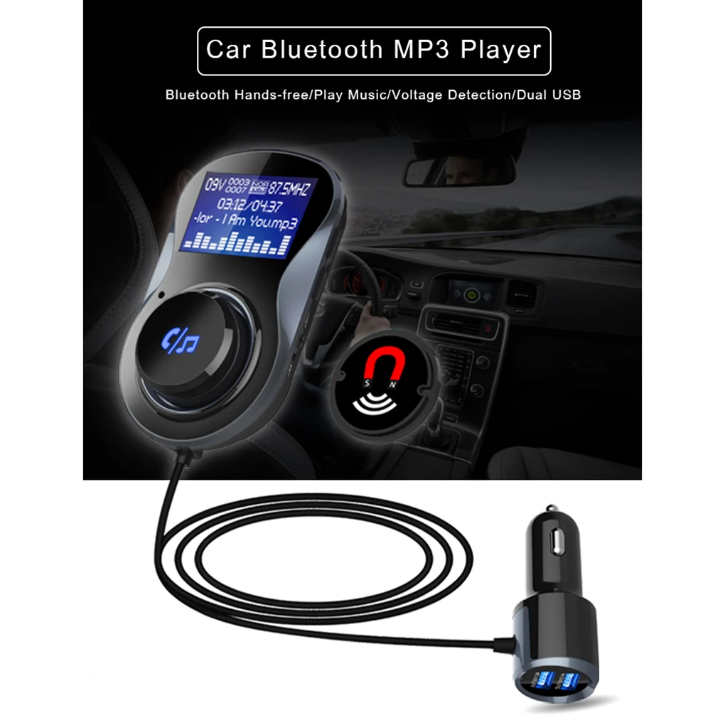 Bluetooth fm-передатчик usb порты Автомобильное зарядное устройство аудио приемник Handsfree Mp3 плеер ЖК-дисплей