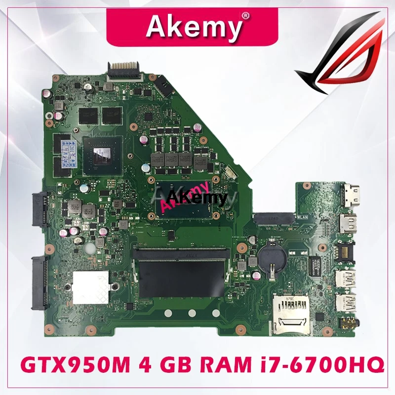 Akemy X550VX материнская плата для ноутбука ASUS X550VX X550VQ K550VX FH5900V материнская плата REV 2,0 GTX950M 4 Гб Оперативная память i7-6700HQ