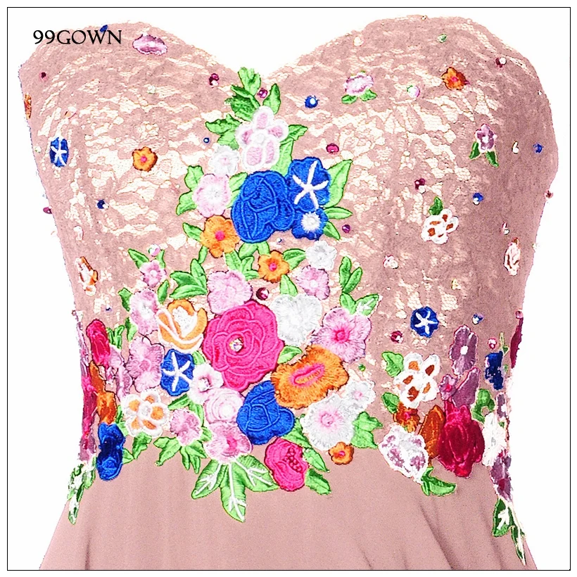99GOWN длинное кружевное платье для свадьбы, роскошное платье подружки невесты с вышивкой без бретелек, свадебное платье