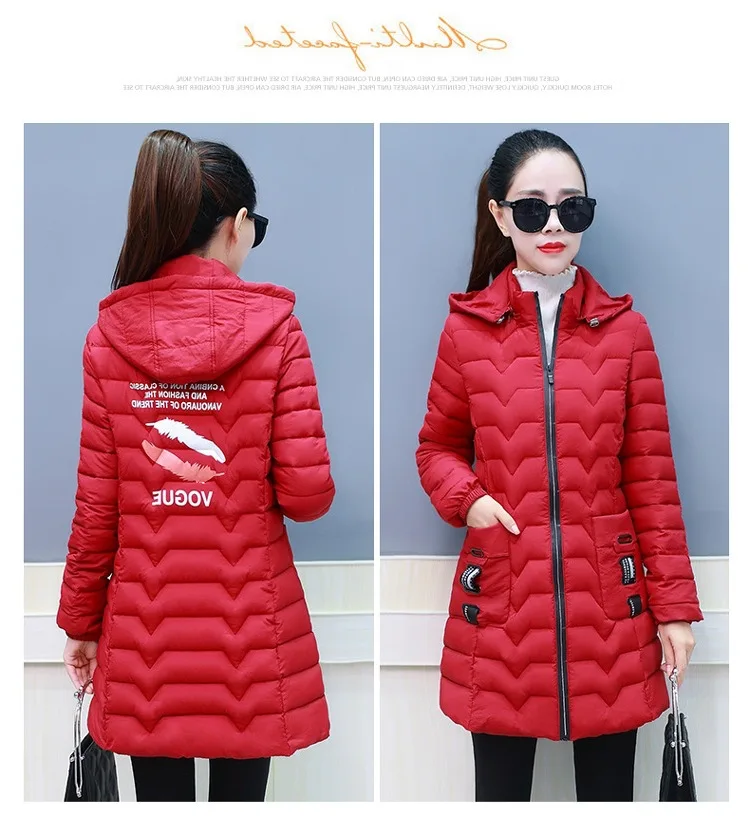 

Cotton-padded Clothes Women's 2018 Winter New Style Korean-style Students Mid-length Cowboy Baseball Uniform Thin Retro Coat