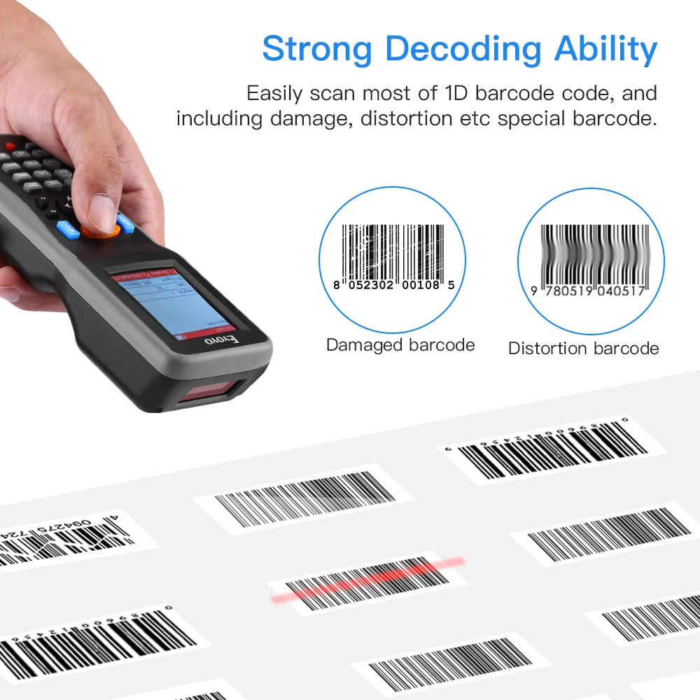 book scanner Eyoyo 1D Wireless Barcode Scanner, Handheld Data Collector Inventory Counter Scanner 2.2" TFT Color Screen 1D Bar Code 3d scanner